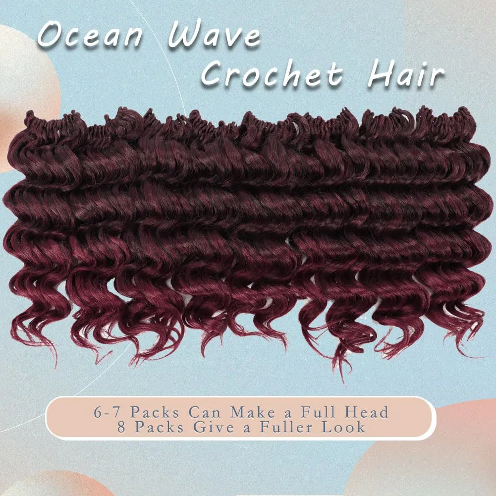 8 Packs Ocean Wave Crochet Hair Water Wave Crochet Braids for Women 8 Inch Short Curly Crochet Hair Beach Curl Deep Twist Crochet Braids Synthetic Braiding Hair Extensions (8 Inch, T1B/Bug#)