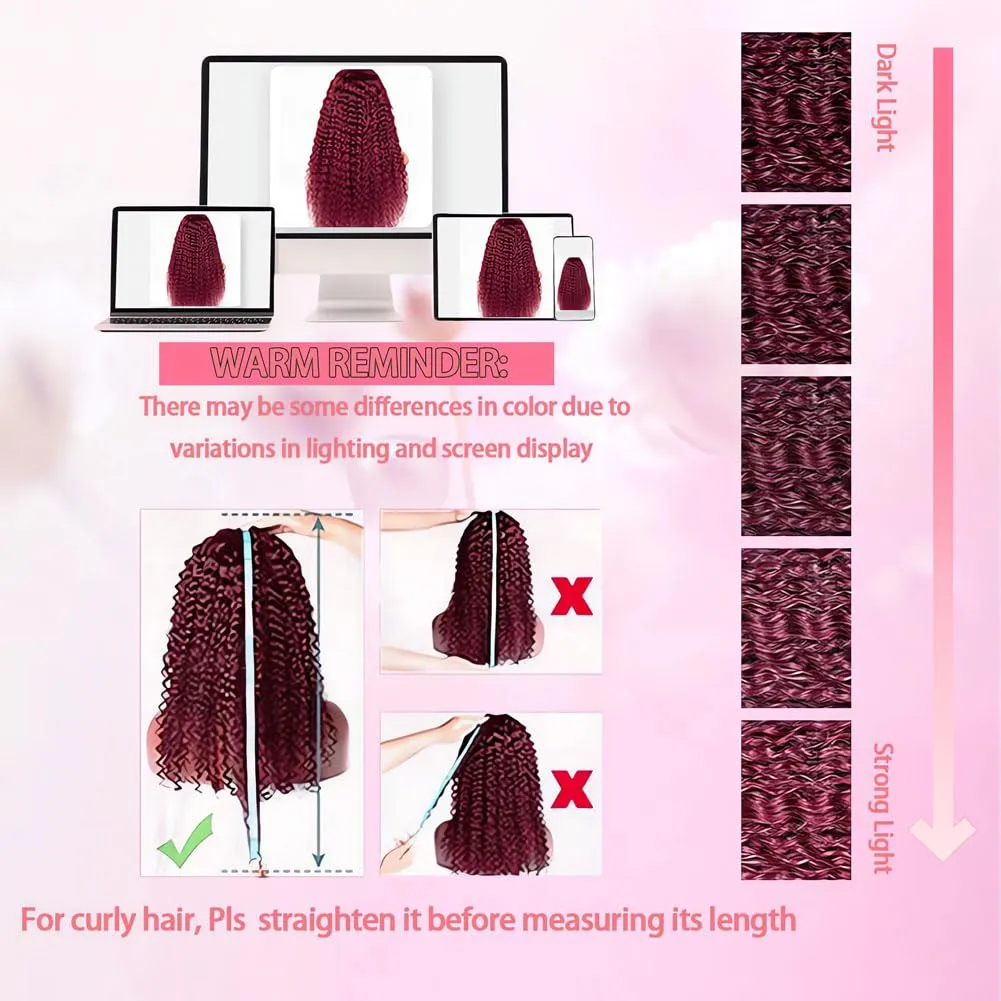 99J Burgundy Wig Human Hair 200 Density Deep Wave Curly Burgundy Lace Front Wigs Human Hair Pre Plucked Glueless 13x4 HD Frontal Red Wigs 20 Inch