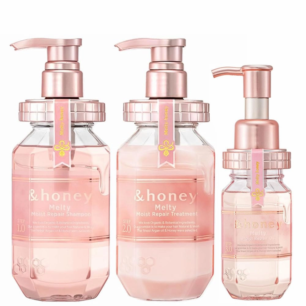 &honey Melty Moist Repair Shampoo, Conditioner & Honey Hair Oil Set | Made with Argan Oil, Honey, Royal Jelly, & Hyaluronic Acid