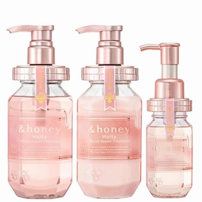 &honey Melty Moist Repair Shampoo, Conditioner & Honey Hair Oil Set | Made with Argan Oil, Honey, Royal Jelly, & Hyaluronic Acid