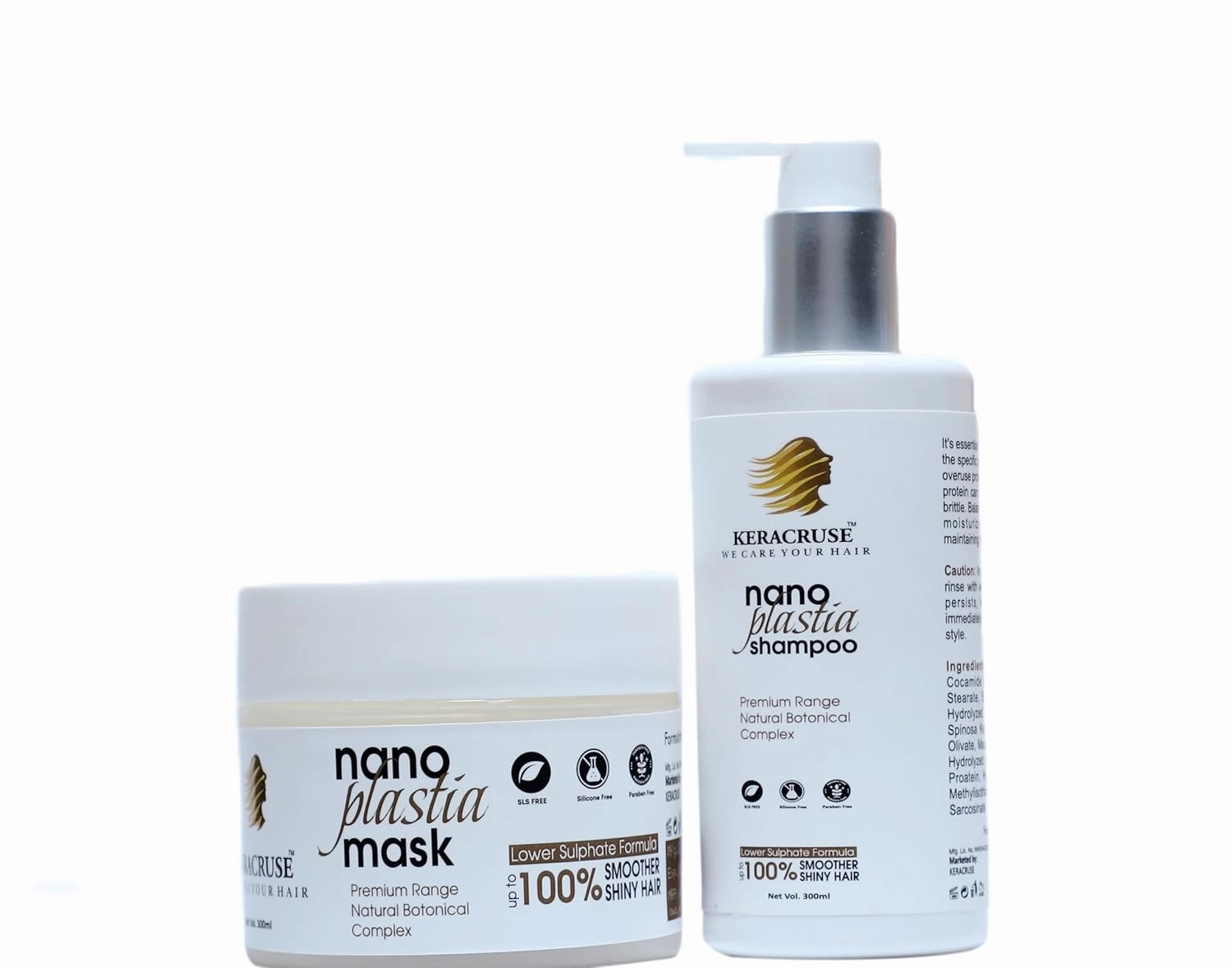 | Nanoplastia Shampoo & Nanoplastia Conditioner Keratin Complex 16.9 X 2 Fl Oz, Smoothing, Volumized, Sulfate and Paraben Free,Intanse Repair, Damage & Dull Protection
