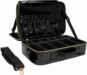 |Not Made In China| Makeup Bag Travel Case, Train Case for Cosmetics, Portable Beauty Organizer, Cosmetic Storage Bag With Adjustable Dividers For Make Up and Brushes