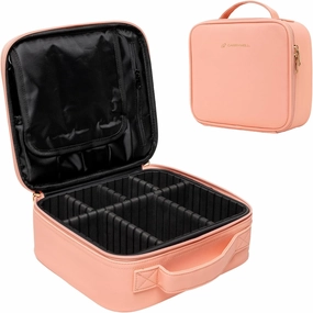 |Not Made In China| Makeup Bag Travel Case, Train Case for Cosmetics, Portable Beauty Organizer, Cosmetic Storage Bag With Adjustable Dividers For Make Up and Brushes