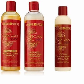 "Creme of Nature Argan Oil Trio Set (Moisture & Shine Shampoo, Intensive Conditioning Treatment, Oil Moisturizer)"