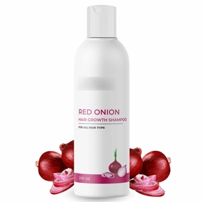 A.raVi O.rganic Red Onion Hair Shampoo For Hair Growth & Hair Fall Control - Enriched with Onion Ginger O.il, Argan Oil, Black Seed Oil & Vitamin E - For Women and Men- Paraben Free - 200ml