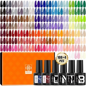 ABAC 112 PCS Hema Free Gel Polish Set w/4 Top&Base Coat Infinite Inspiration All Season 108 Colors Pink Orange Blue Green Red Gel Polish Kit Gift for Women Manicure Lover