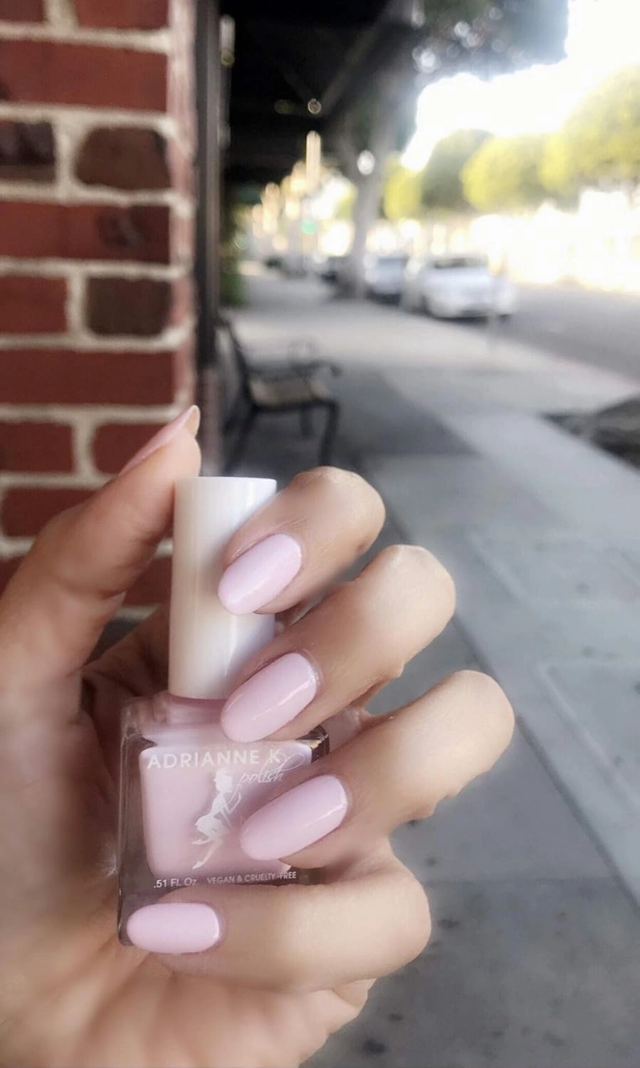 ADRIANNE K SEMI SHEER LIGHT PINK NAIL POLISH, TEASE! GEL EFFECT GLOSSY FINISH. NONTOXIC. VEGAN. CRUELTY-FREE. AMERICAN MADE