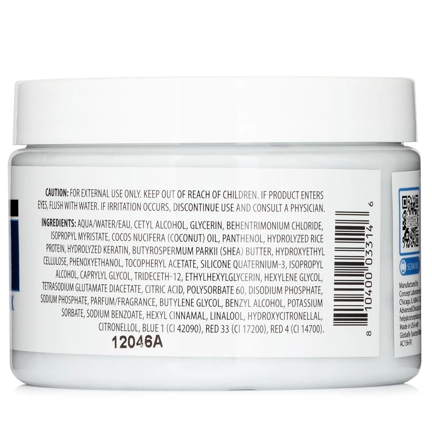 Advanced Clinicals Keratin Hair Mask Treatment, 12 Fl Oz (2-Pack), For Color Treated Hair, Detoxifying   Fortifying Repair Conditioner with Shea Butter, Helps Strengthen Broken Hair