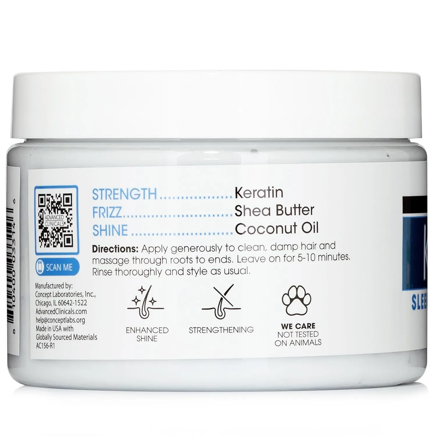 Advanced Clinicals Keratin Hair Mask Treatment, 12 Fl Oz (2-Pack), For Color Treated Hair, Detoxifying   Fortifying Repair Conditioner with Shea Butter, Helps Strengthen Broken Hair