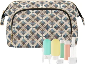 Aesthetic Makeup Organizer Pouch Quilted Travel Bag with Wide-open Design