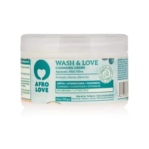 Afro Love Wash & Love Cleansing Creme Co-Wash 8oz – Lather-Free Conditioner for Curly, Coily & Wavy Hair – Hydrating & Nourishing with Avocado, Honey & Olive Oil – Sulfate-Free, Paraben-Free