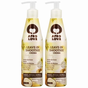 Afro Love Leave-In Conditioner for Curly Hair (Pack of 2) Hydrating & Frizz Control Curl Defining Cream with Coconut Oil, Shea Butter & Castor Oil Sulfate-Free, Silicone-Free, Paraben-Free 10 oz Each