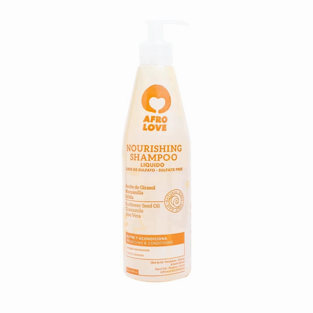 Afro Love Nourishing Shampoo 16oz – Hydrating & Gentle Cleanser for Curly, Kinky, & Coily Hair – Sulfate-Free, Paraben-Free, with Sunflower Seed Oil, Chamomile & Aloe Vera – Softens & Restores Shine