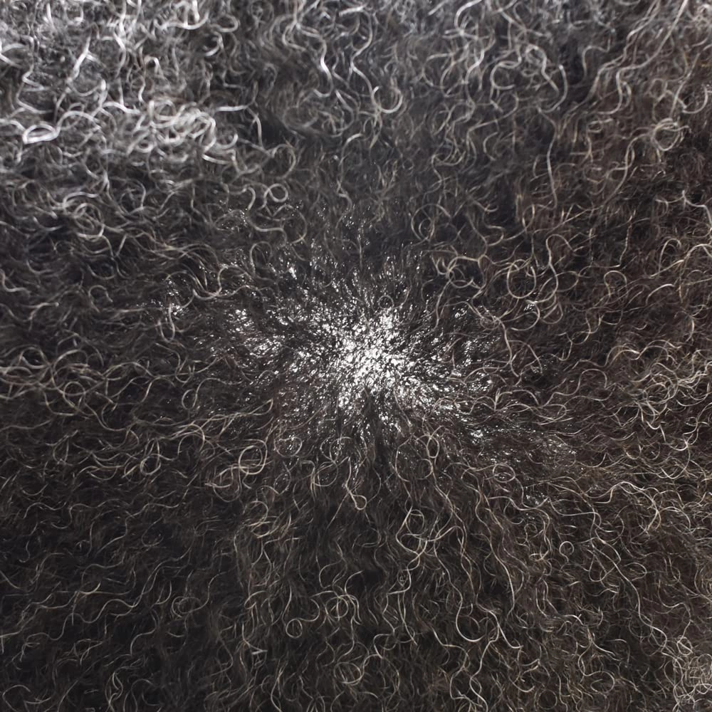 Afro Toupee For Black Mens Hair Units For Man African American Curl Hair Systems Full French Lace Mens Hair Replacement Male Hair Pieces 8X10Inch 6MM Afro Wave110# 1# JET BLACK 10% GRAY