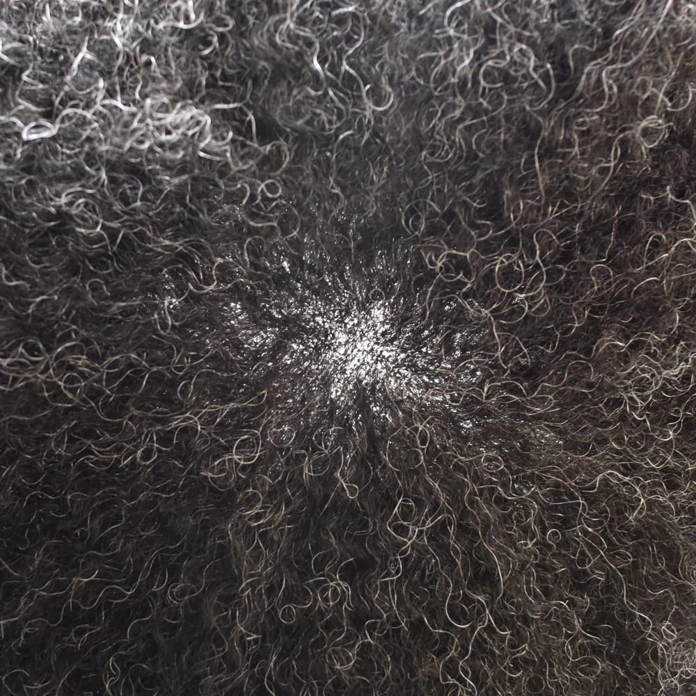 Afro Toupee For Black Mens Hair Units For Man African American Curl Hair Systems Full French Lace Mens Hair Replacement Male Hair Pieces 8X10Inch 6MM Afro Wave120# 1# JET BLACK 20% GRAY