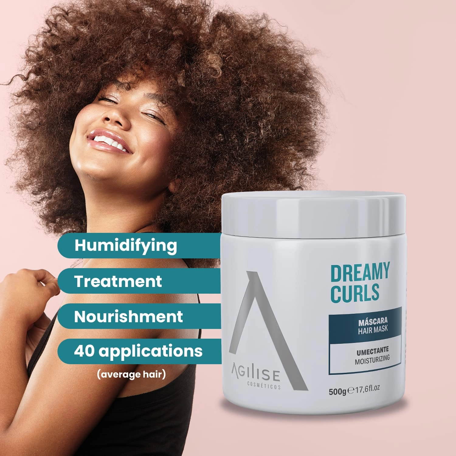 agilise - Dreamy Curls Hair Mask - Curl Hydrating Masks for Wavy and Coily Hair Care - VEGAN, Vegetal Keratin, Argan & Coconut Oil, Shea Butter - 17.6fl.oz/500g