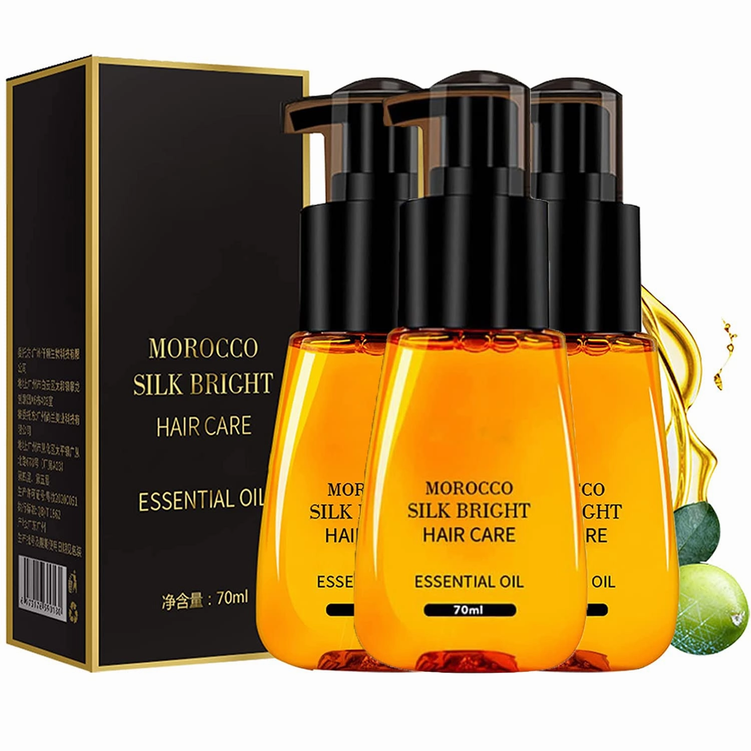 AINIJIA&HOLO Anti-frizz Hair Serum,Morocco Silk Bright Hair Care,Hair Care Essential Oil,Repair Permed,Dry and Split Hair (3pcs)