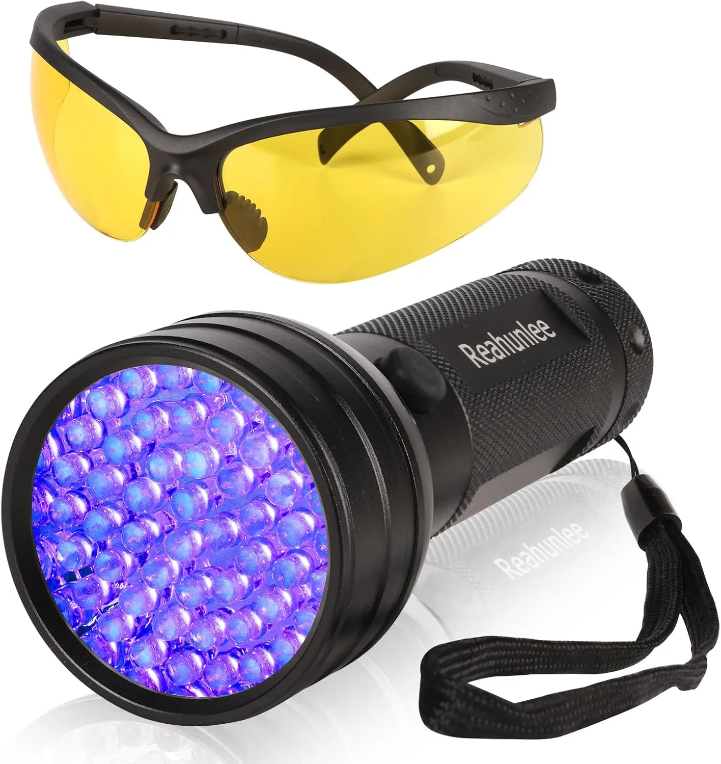 Air Conditioner Leak Detector Kit, Professional Car Detection Tool Automotive AC Oil Pool UV Dye Detecting Flashlight with Protective Glasses (51 led)