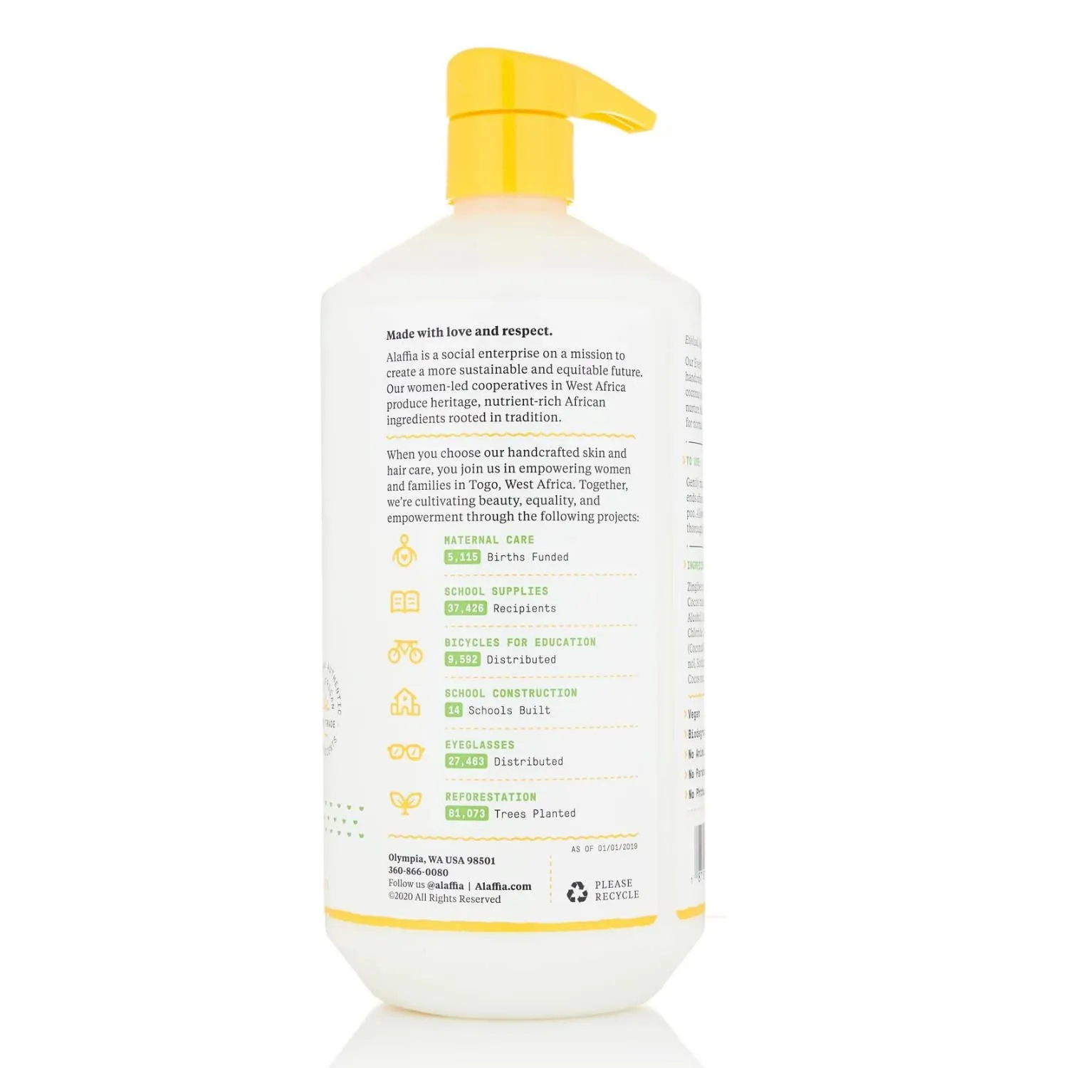 Alaffia EveryDay Coconut Conditioner, Ultra Hydrating Conditioner for Normal to Dry Hair. Made with Fair Trade Coconut Oil and Ginger. Cruelty Free, No Parabens, Vegan, Purely Coconut 32 Fl Oz