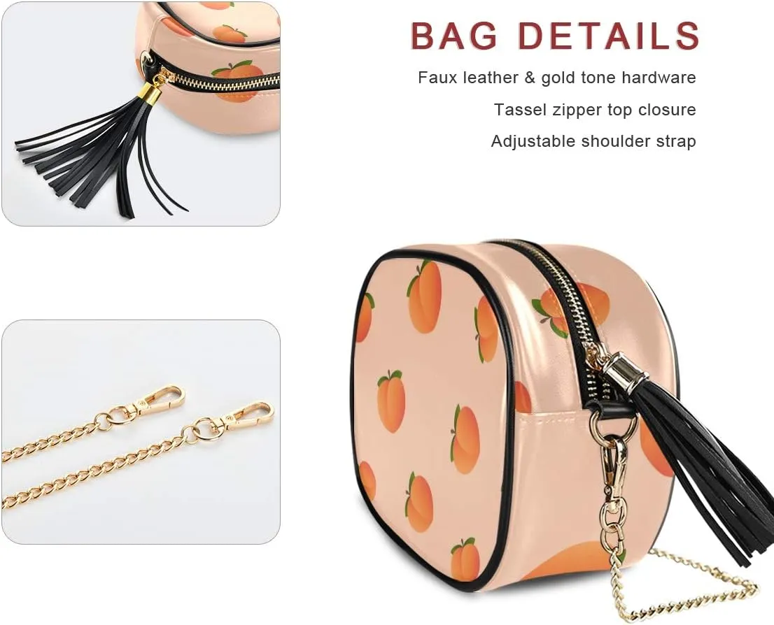 ALAZA Peach Fruit Shoulder Crossbody Bag With Metal Chain Strap for Women Girl