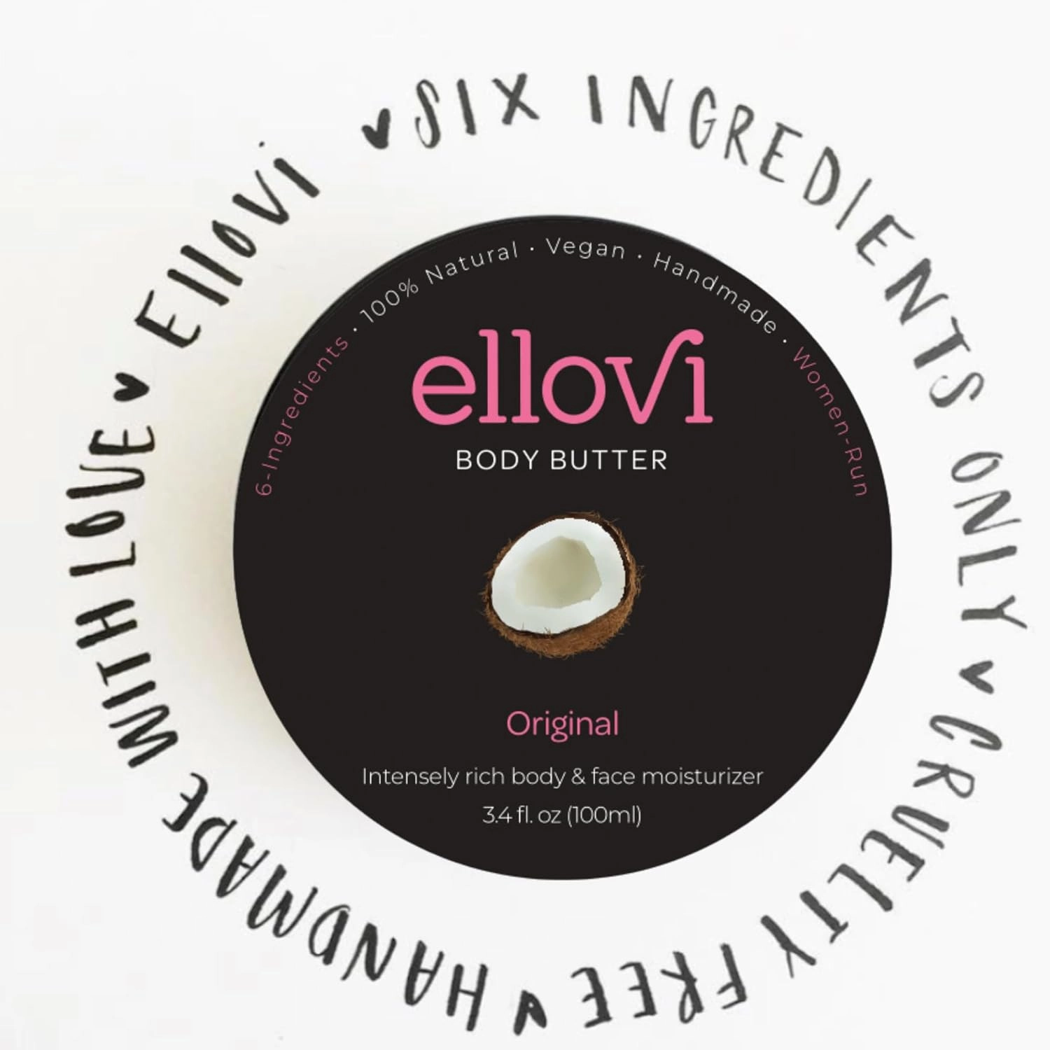 All-Natural Body Butter - Original - Pure Enough to Eat - Made With Just 6 Vegan Ingredients - Ultra-Rich 100% Plant-Based Hydrating Moisturizer For Naturally Healthy Skin (3.4 fl. oz/100ml)