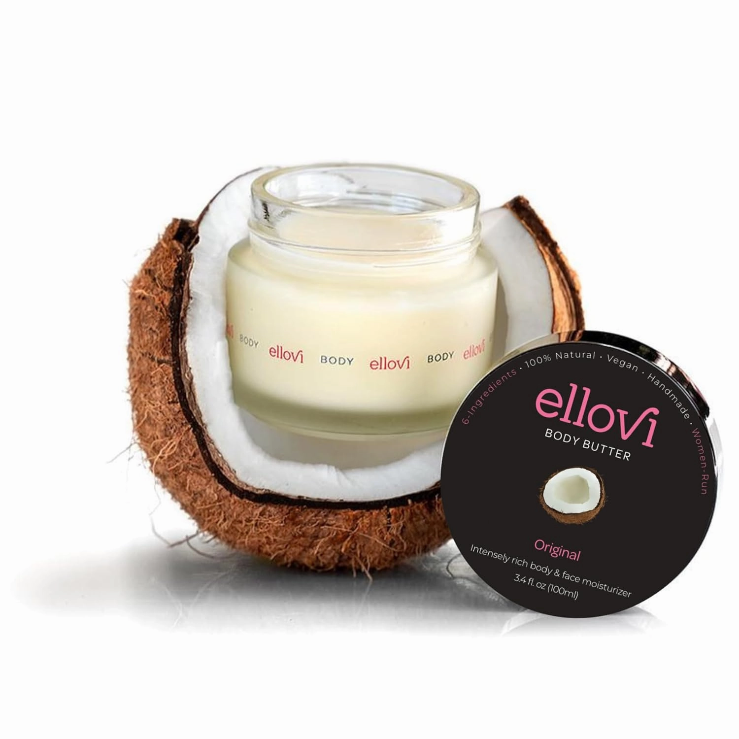 All-Natural Body Butter - Original - Pure Enough to Eat - Made With Just 6 Vegan Ingredients - Ultra-Rich 100% Plant-Based Hydrating Moisturizer For Naturally Healthy Skin (3.4 fl. oz/100ml)