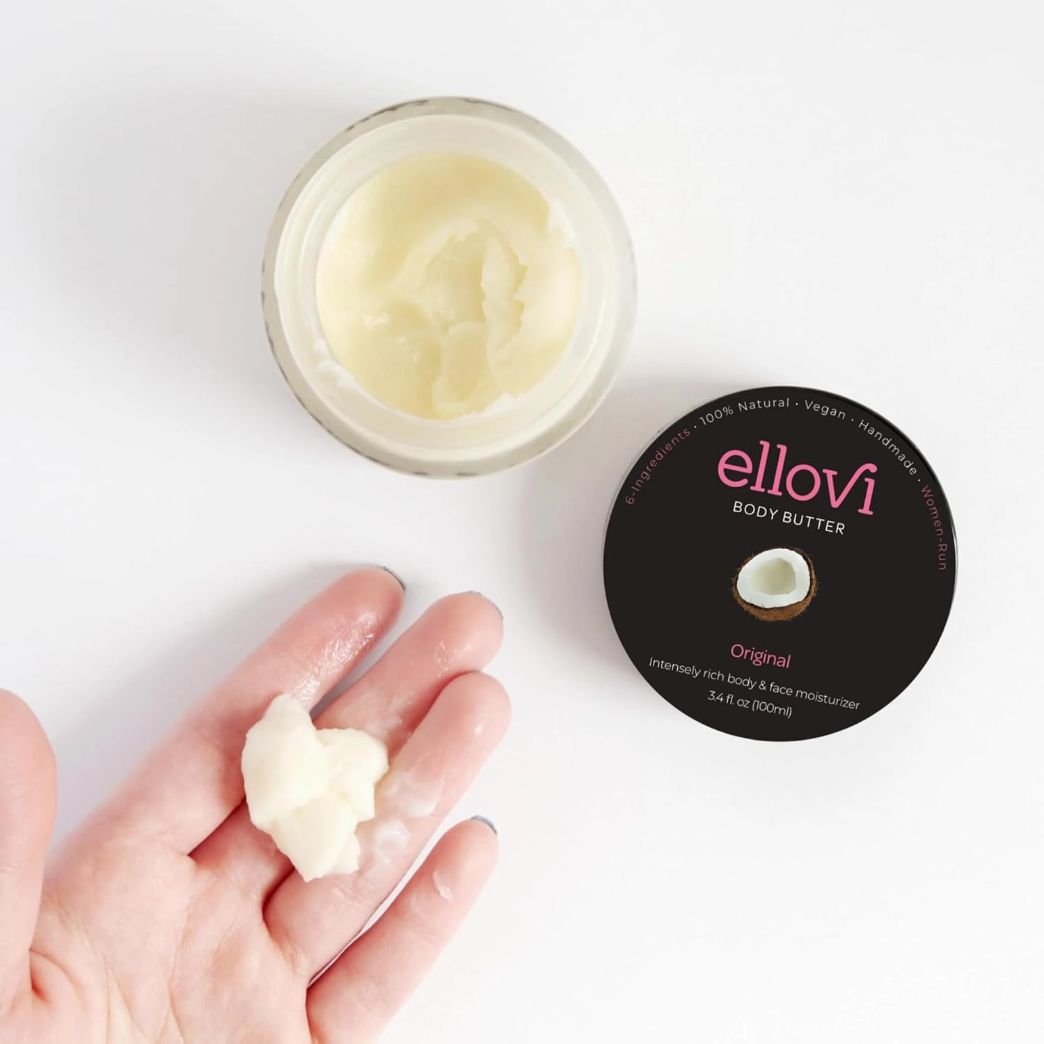 All-Natural Body Butter - Original - Pure Enough to Eat - Made With Just 6 Vegan Ingredients - Ultra-Rich 100% Plant-Based Hydrating Moisturizer For Naturally Healthy Skin (3.4 fl. oz/100ml)