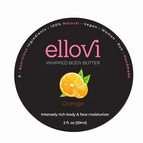 All-Natural Luxuriously Whipped Body Butter - Orange - Pure Enough to Eat - Made With Just 6 Vegan Ingredients - Plant-Based Moisturizer For Naturally Healthy Skin (2 fl. oz/59ml)