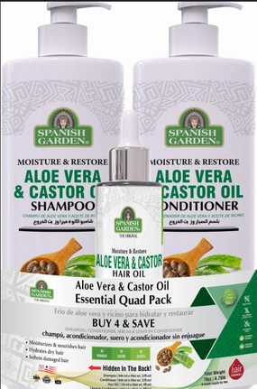 Aloe Vera & Castor Oil Hair Care Set – Strengthening Shampoo, Conditioner & Hair Oil Trio | Moisturizing, Soothing, and Nourishing | 3-Piece Kit