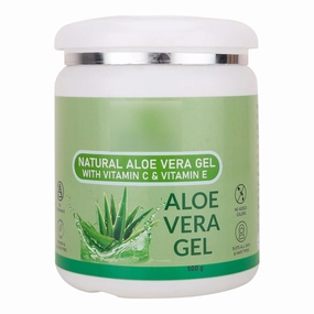 Aloe Vera Gel with Vitamin C & E | Hydrates, Moisturizes & Soothes Irritated Skin | Pure & Natural Aloe Vera Gel for Face, Acne, Scars (500g) (Buy 2 Quantity Get 1 Quantity Free)