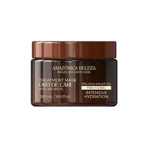AMAZONICA BELEZA Oro de Cari Hair Mask, Intensive Hydration for Dry Hair with Argan Oil and Vitamin E, Professional Line, 10 Oz