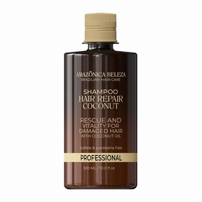 AMAZONICA BELEZA Shampoo Hair Repair with Coconut, Professional Line, Multivitamin Repairing Cleans and repair the hair with the vitamin and regenerating, 10 Oz
