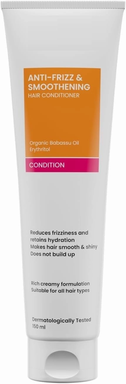 AMC Anti Frizz & Smoothening Aloe Vera Conditioner with Babassu Oil | Tames Frizz & Hydrates Dry Hair | Protein & Silicone Free | All Hair Types | 150 Ml,1 Count