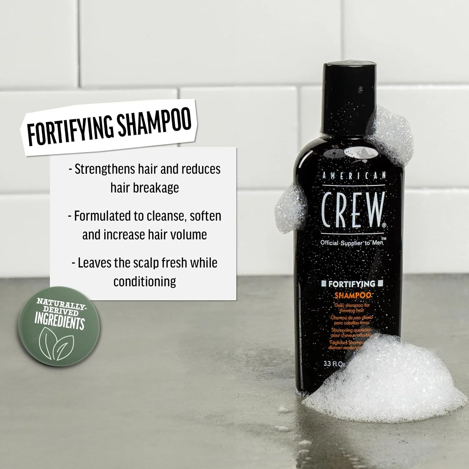 American Crew Men's Shampoo, Fortifying Shampoo for Thinning Hair, Refreshes Scalp, 8.45 Fl Oz