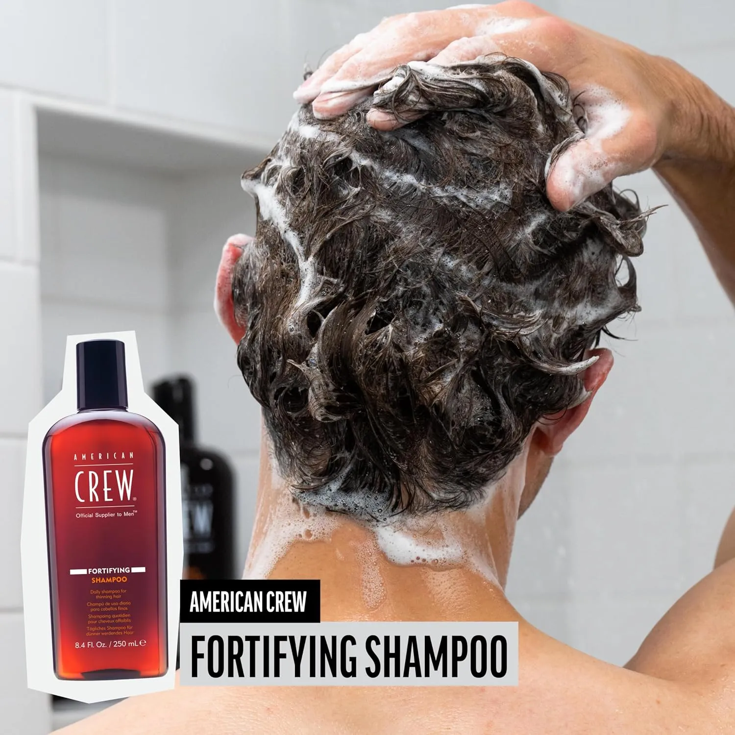 American Crew Men's Shampoo, Fortifying Shampoo for Thinning Hair, Refreshes Scalp, 8.45 Fl Oz