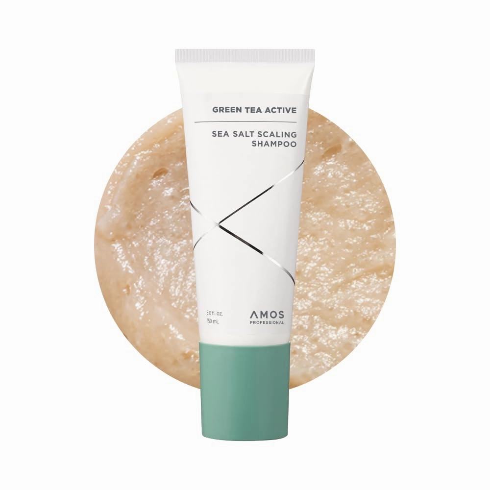 AMOS PROFESSIONAL Green Tea Active Sea Salt Scaling Shampoo l Scalp Scrub, Deep Cleansing for Itchy, Oily Scalp, Sulfate Free, 5.0 fl.oz