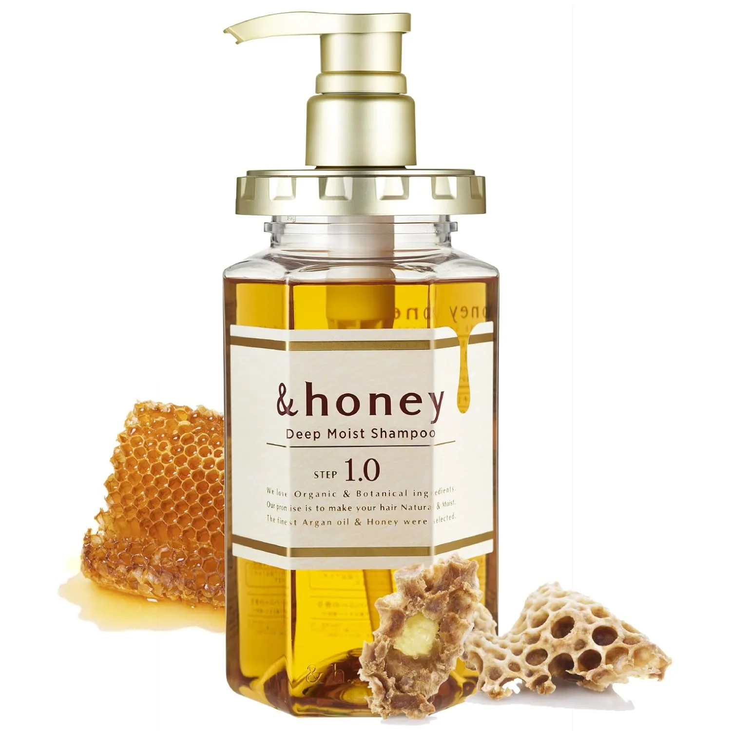 &honey Shampoo Deep Moist 1.0 Organic Hair and Scalp Care for Intense Cleansing and Hydration - Moisture-Enhancing Wash and Protection - Ideal for Straight, Curly, Curl, Frizzy, Kinky, Treated, Colore