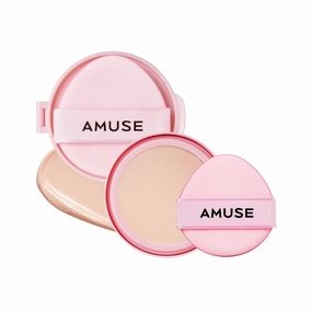 Amuse SEOUL DEW POWER VEGAN CUSHION [REFILL] 01 PURE | clear pink beige | Dewy, glow, long-lasting, clean beauty, lightweight, natural look, foundation for sensitive skin, hydrating cushion