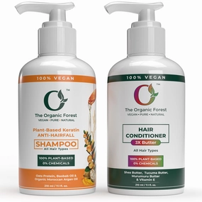 Anti Hair Fall Shampoo & Conditioner Set - Deep Conditioning with Shea Butter and Hair Fall Control with Argan Oil & Keratin - Hydrating & Moisturizing Formula for Dry, Damaged Hair - Sulfate Free