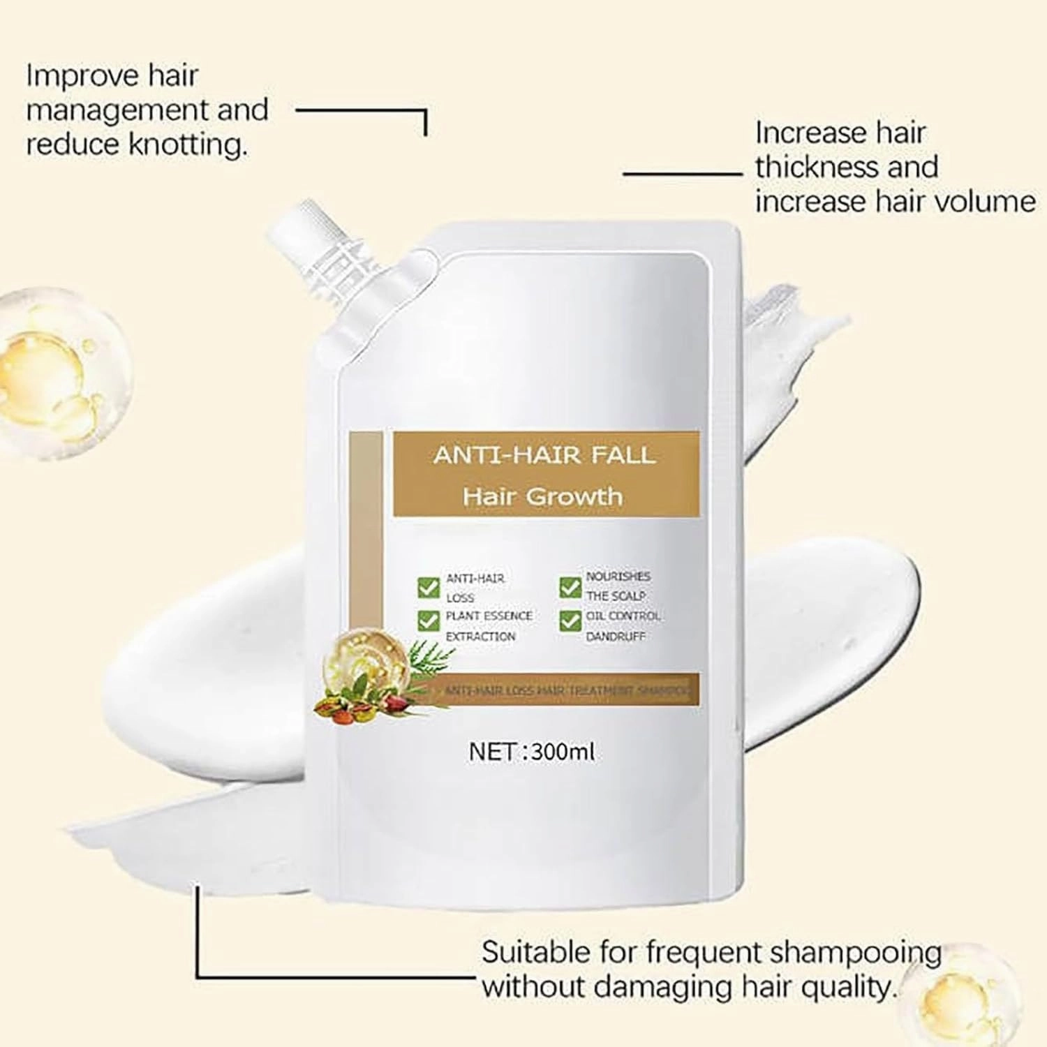 Anti Hair Loss Shampoo for Women, Anti-Hair Fall Promote Hair Growth, Rich in Various Plant Extracts, for All Hair Types (1Pack)