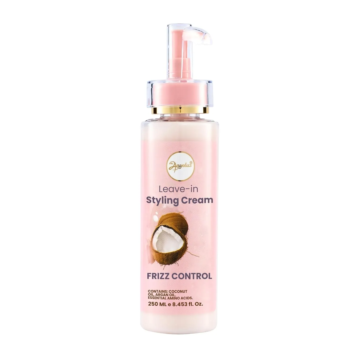 ANYELUZ Daily Leave-In Conditioner Cream, Coconut & Argan Oil Formula, Frizz Control Moisturizer, Strengthening Detangler, Hydrating Hair Treatment for Curly, Dry, or Color-Treated Hair