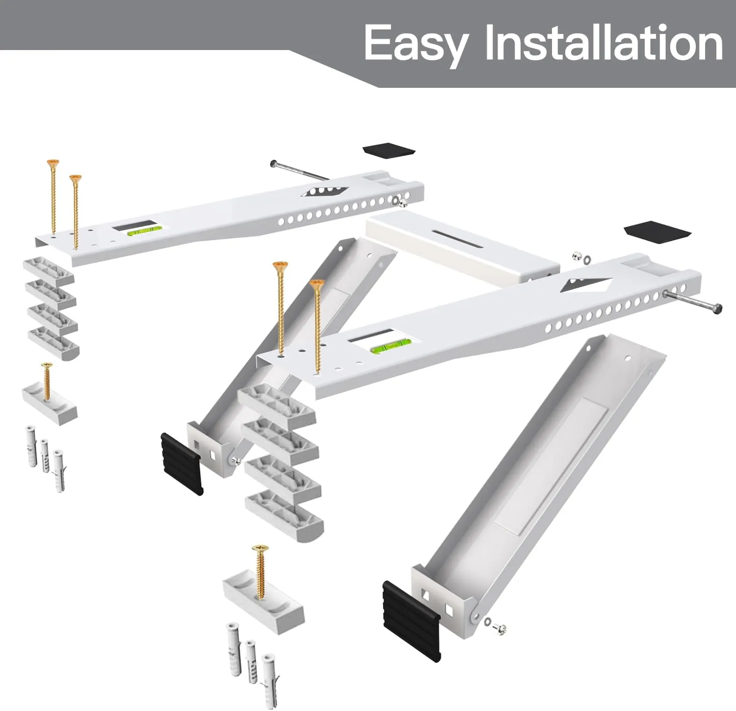 Aozzy Dual Arm Window Air Conditioner Support Bracket Heavy Duty 200lbs, for 5000-22000 BTU Units, Universal Window AC Mount Units Fits Single/Double Hung Windows with Anti-Vibration Pads