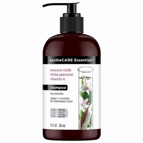 ApotheCARE Essentials The Mender Damaged Hair Repair Shampoo, Coconut Milk, White Jasmine, Vitamin E, 12 oz