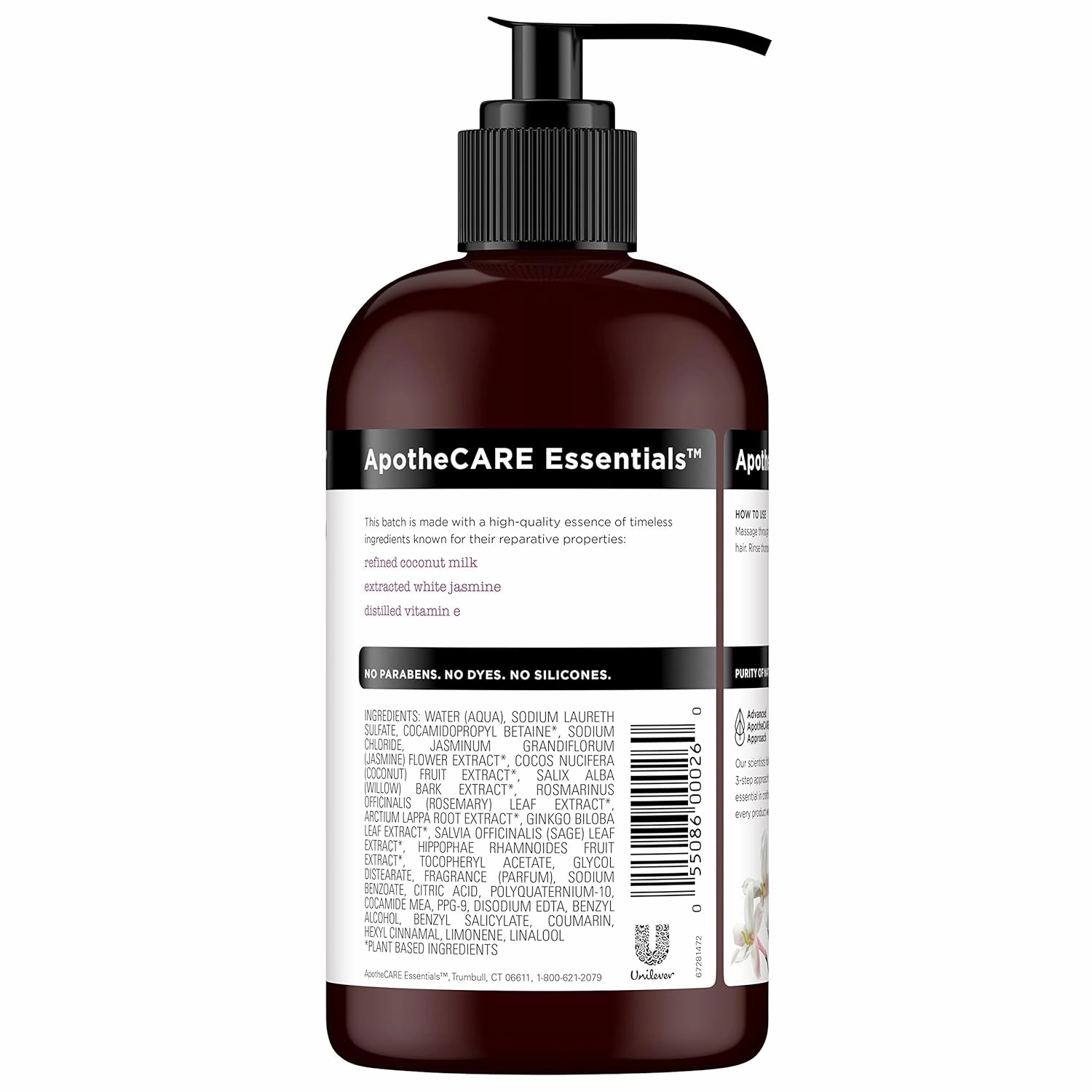 ApotheCARE Essentials The Mender Damaged Hair Repair Shampoo, Coconut Milk, White Jasmine, Vitamin E, 12 oz