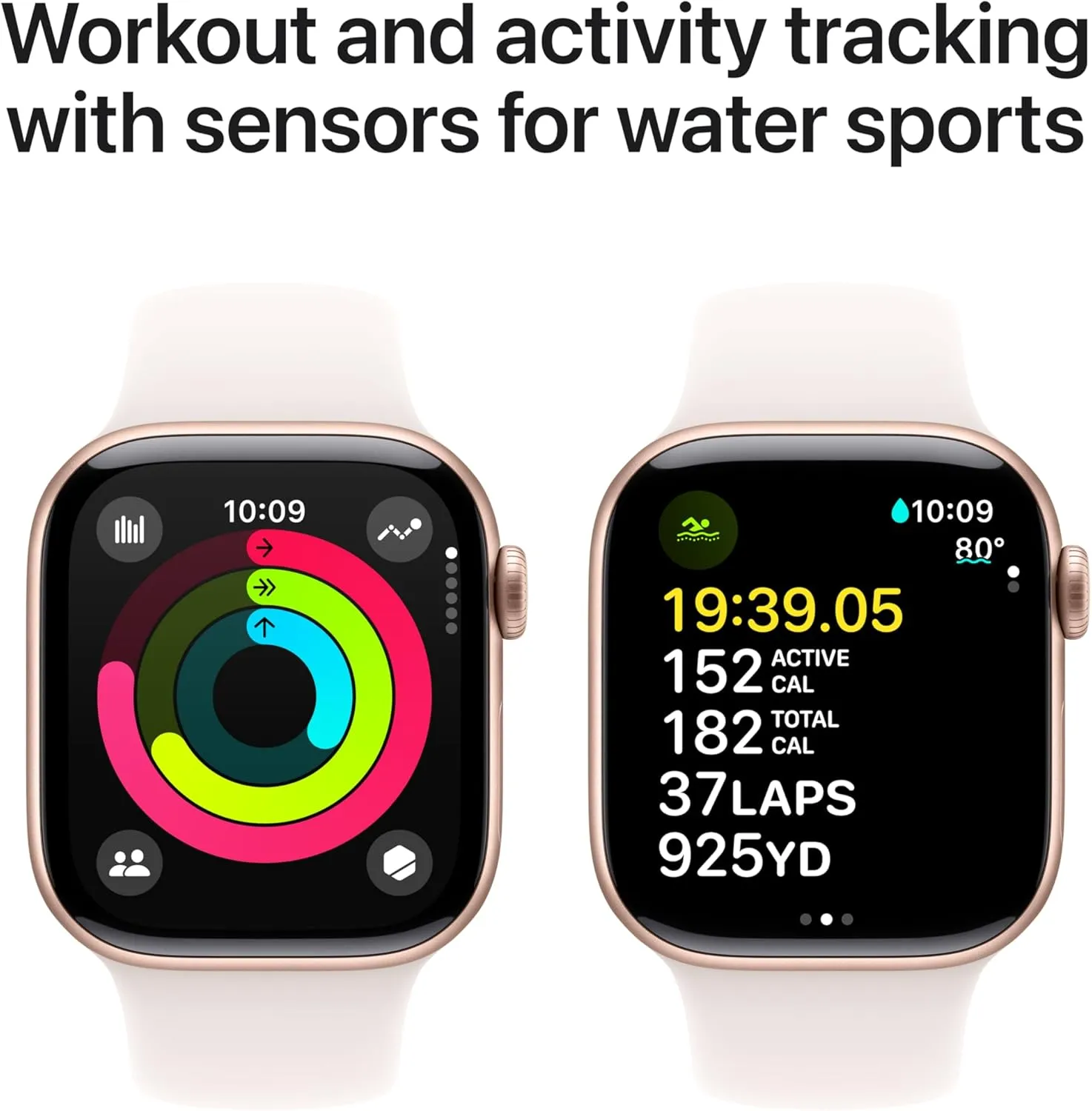 Apple Watch Series 10 [GPS 42mm case] Smartwatch with Rose Gold Aluminium Case with Light Blush Sport Band - S/M. Fitness Tracker, ECG App, Always-On Retina Display, Water Resistant