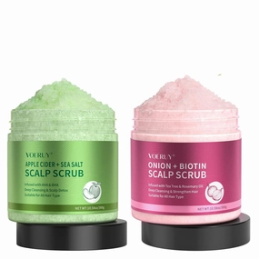 Apple Cider & Onion Scalp Scrub, Scalp Exfoliator Scrub Shampoo, 2-in-1 Scalp Treatment with Sea Salt, Hair Treatment to Clarify and Remove Build up with Silicone Scalp Massager, 10.6oz/300g