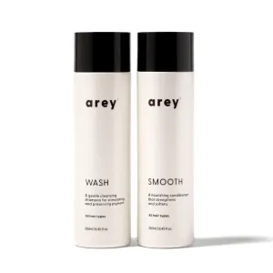 Arey Shower Duo | Wash Shampoo and Smooth Conditioner | Delay   Reduce the Signs of Aging Grey Hair | Retain Moisture, Promote Smoothness | Vegan, Gluten-Free & Cruelty Free (2 Pack, 8.45 Fl Oz each)