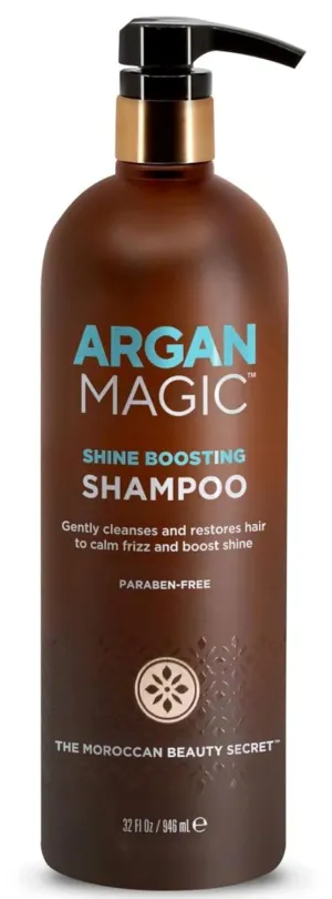 Argan Magic Shine Boosting Shampoo - Gently Cleanses and Restores Hair to Calm Frizz and Boost Shine | Made in USA, Paraben Free, Cruelty Free (1 Pack)