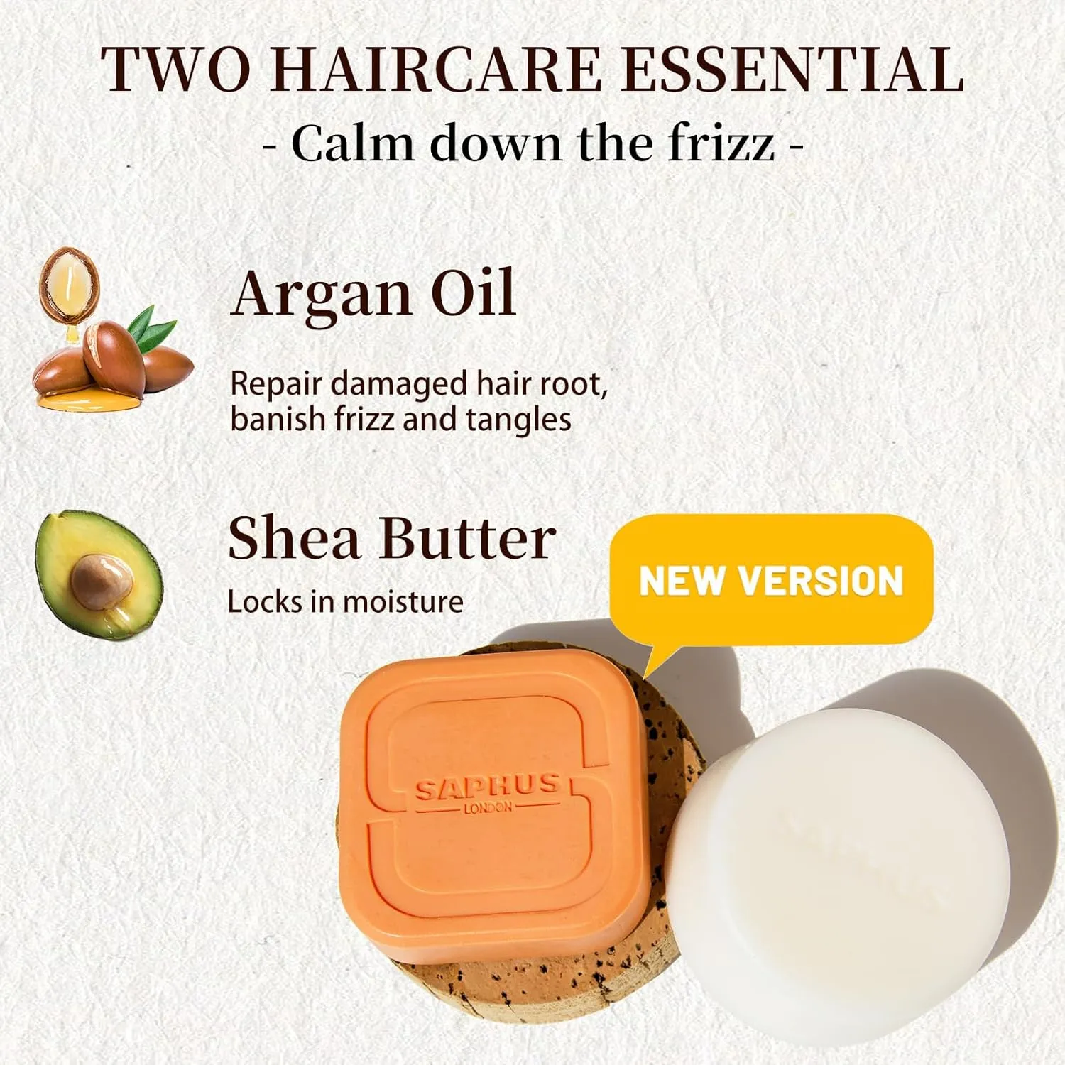 Argan Oil Bar Shampoo and Conditioner Set for Strengthening, Cleansing & Moisturizing Dry & Curly Hair,Travel Size, Zero Waste, 2pc Set