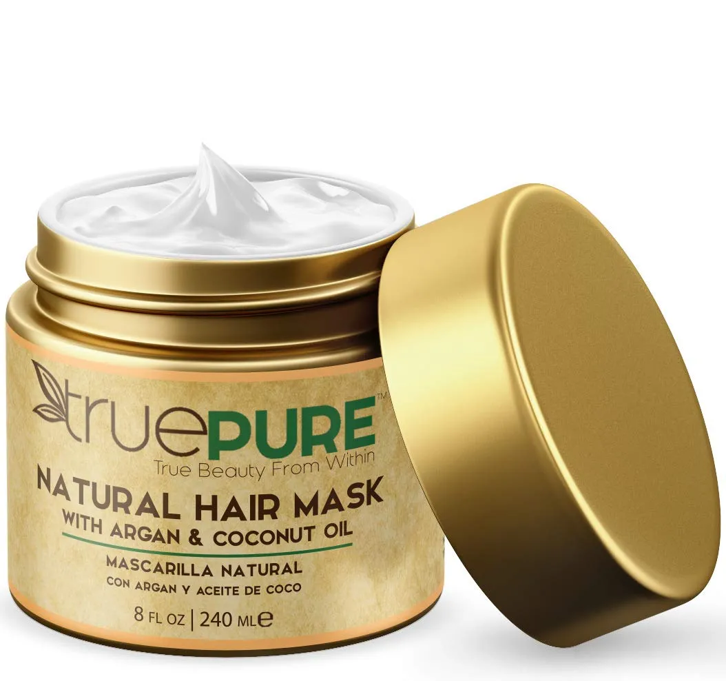 Argan Oil Hair Mask Conditioner for Dry Damaged Hair - Deep Conditioning Hydrating Hair Repair Treatment with Coconut, Caffeine, Jojoba - Stronger, Thicker & Fuller Hair Growth - 8oz